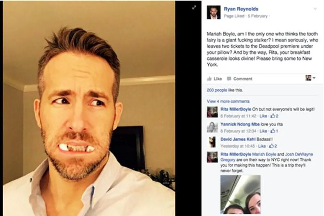 Ryan Reynolds, Facebook, 020916