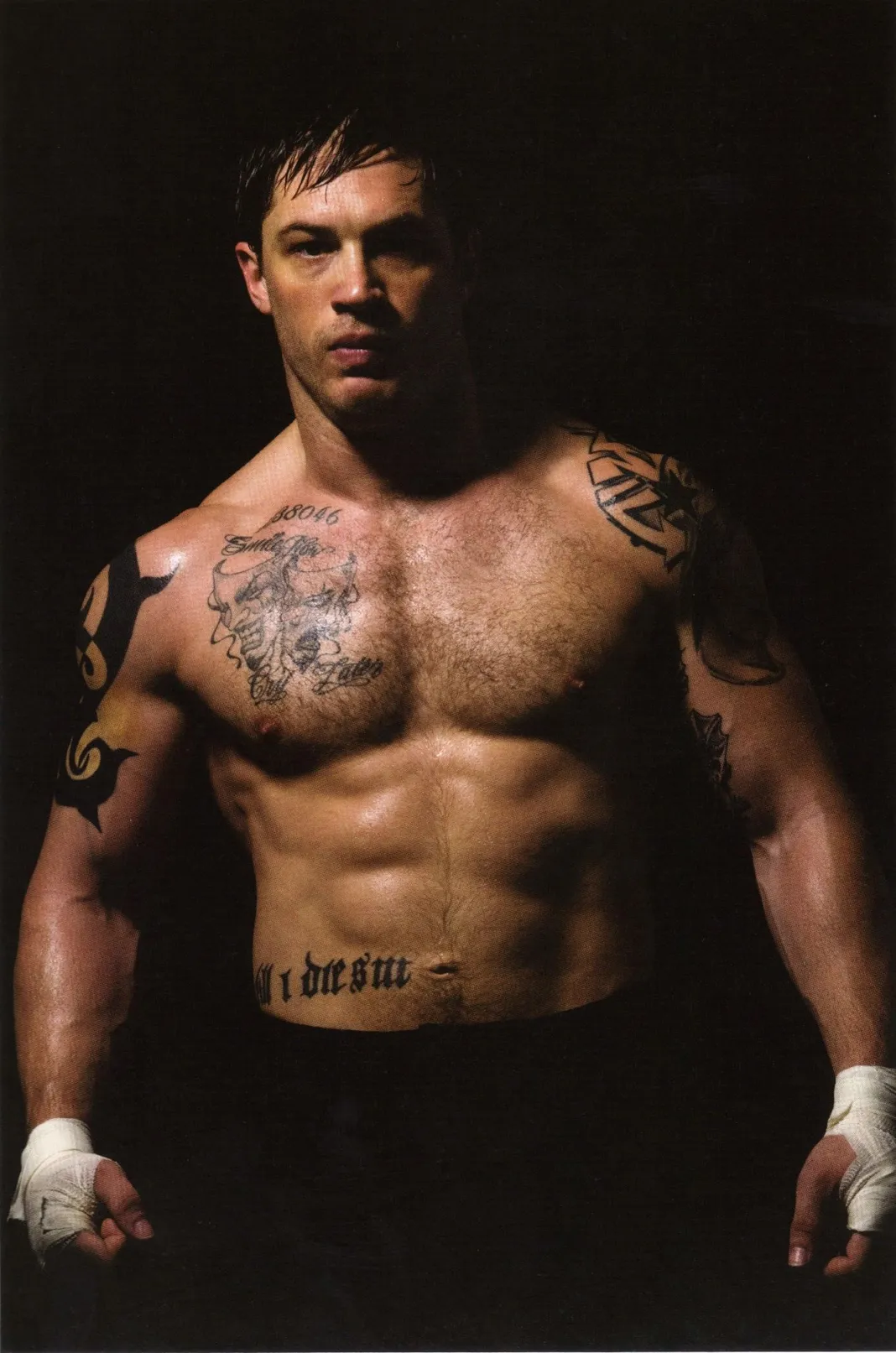Tom Hardy shirtless in movie