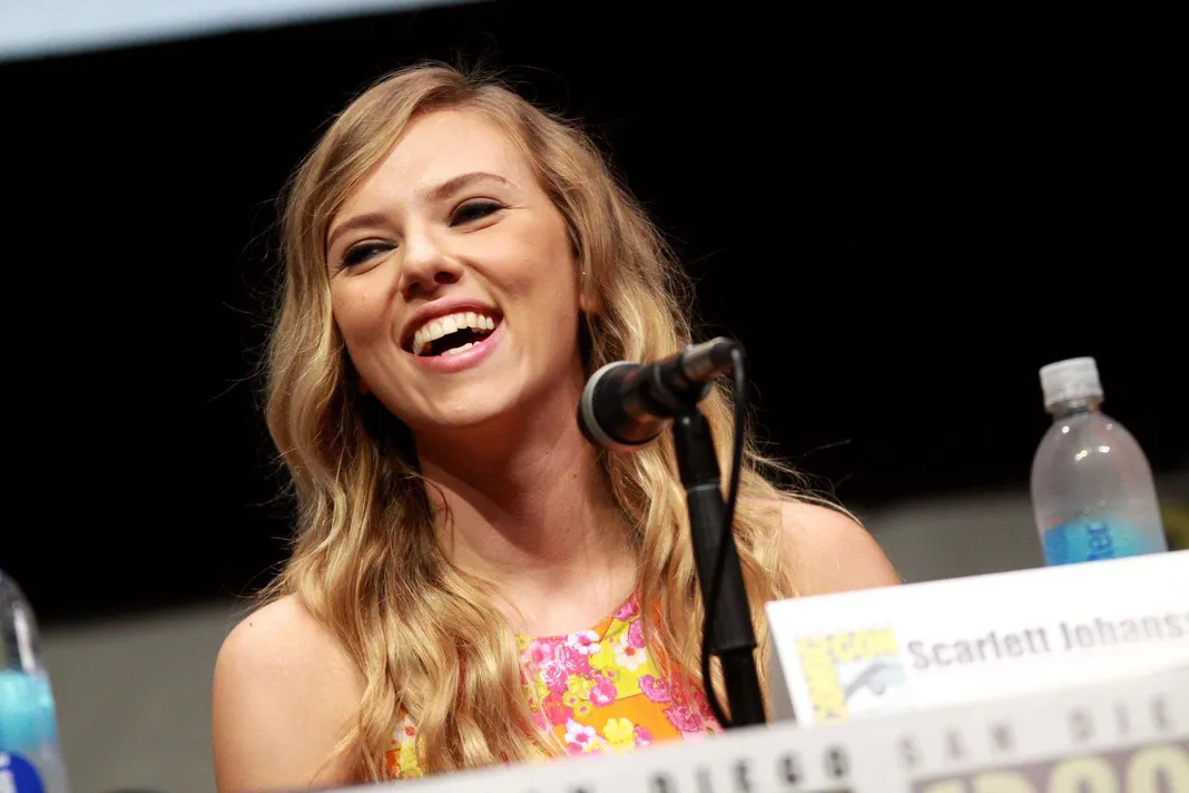 Scarlett Johansson speaking at the 2013 San Diego Comic Con International, for "Captain America: The Winter Soldier", at the San Diego Convention Center in San Diego, California.
